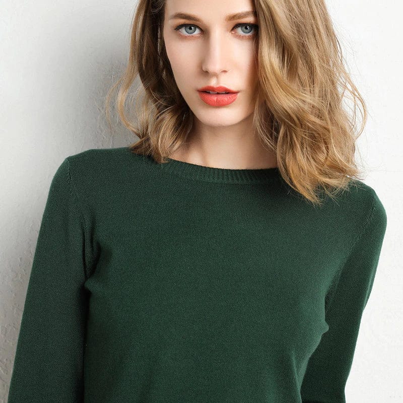 Pull en laine et cachemire pour femme avec col rond et coupe ajustée