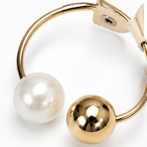 Lunabow – Sandales plates avec nœud et bracelet de cheville en perles