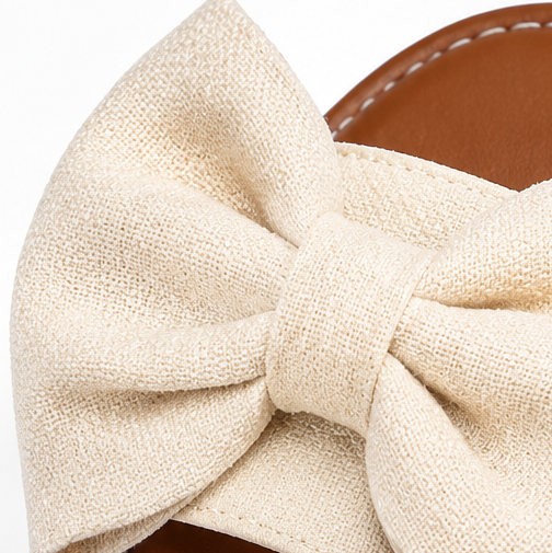 Lunabow – Sandales plates avec nœud et bracelet de cheville en perles