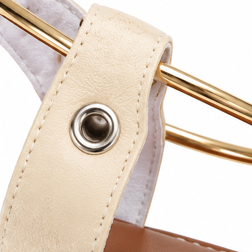 Lunabow – Sandales plates avec nœud et bracelet de cheville en perles