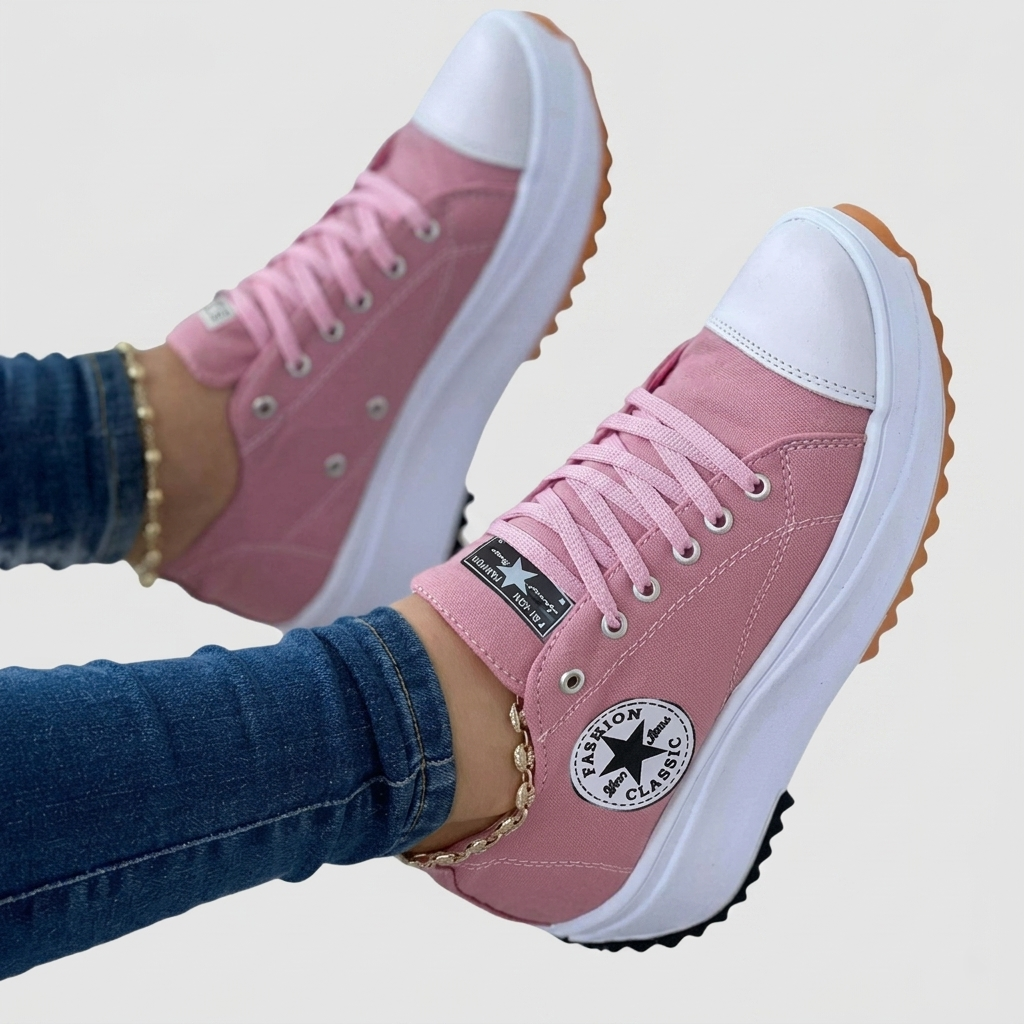 Baskets Femme Décontractées Chaussures Confortables à Lacets Quotidiennes