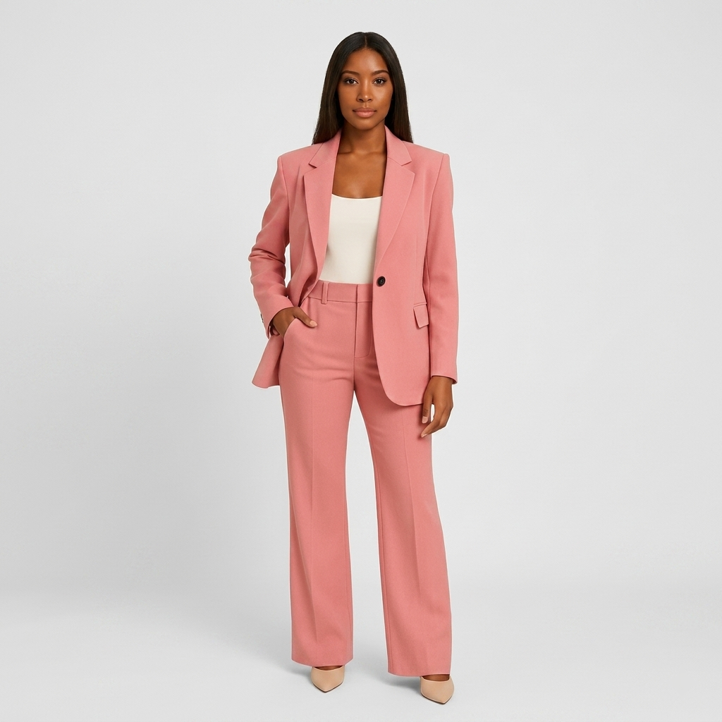 Ensemble Tailleur Femme Blazer Élégant et Pantalon Jambe Large