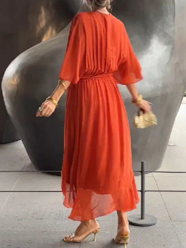 Monica | Robe délicate en chiffon avec décolleté en V