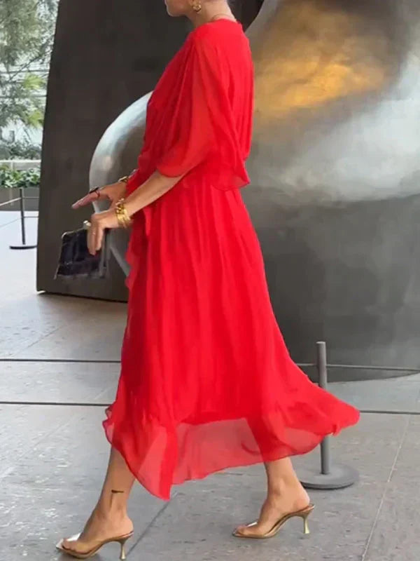 Monica | Robe délicate en chiffon avec décolleté en V