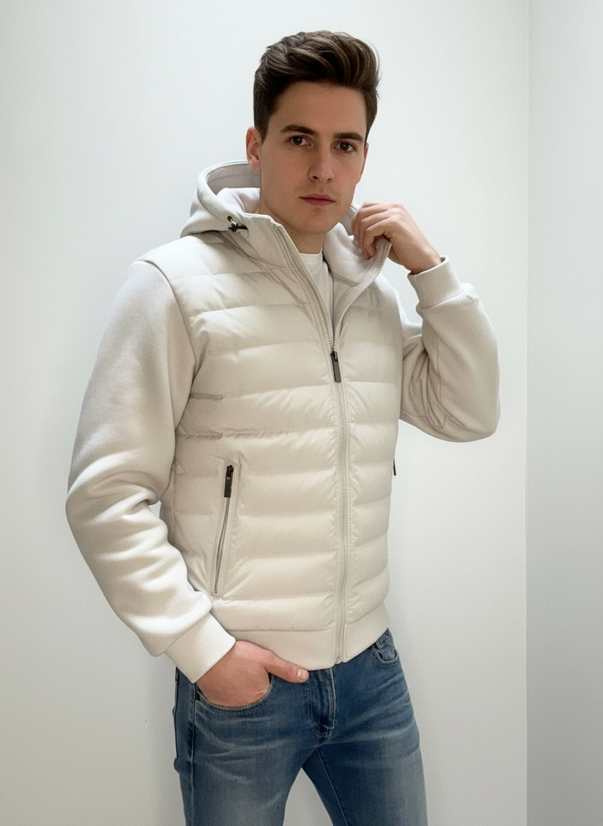 UrbanWarm légère veste pour hommes avec capuche – élégante veste matelassée intermédiaire