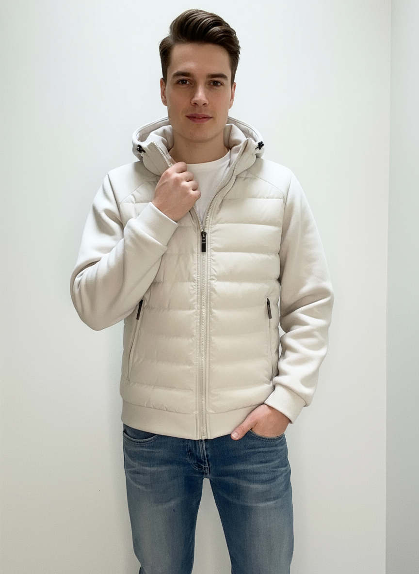 UrbanWarm légère veste pour hommes avec capuche – élégante veste matelassée intermédiaire