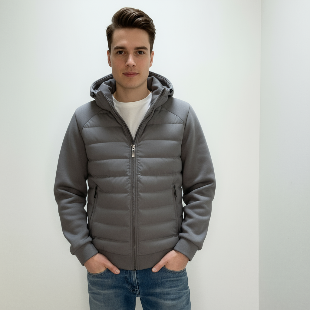 UrbanWarm légère veste pour hommes avec capuche – élégante veste matelassée intermédiaire