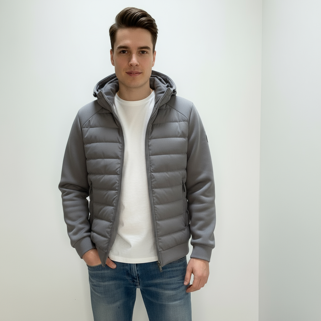 UrbanWarm légère veste pour hommes avec capuche – élégante veste matelassée intermédiaire
