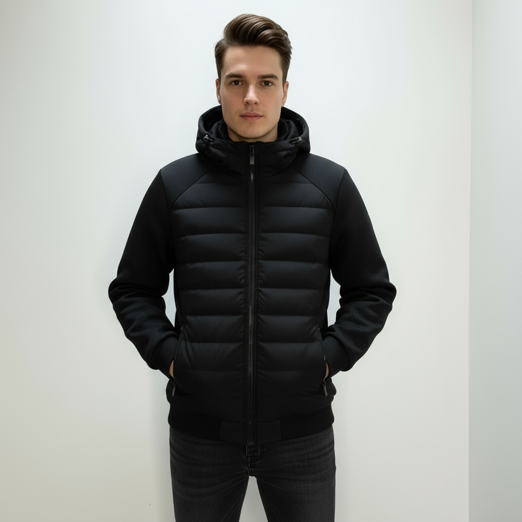 UrbanWarm légère veste pour hommes avec capuche – élégante veste matelassée intermédiaire