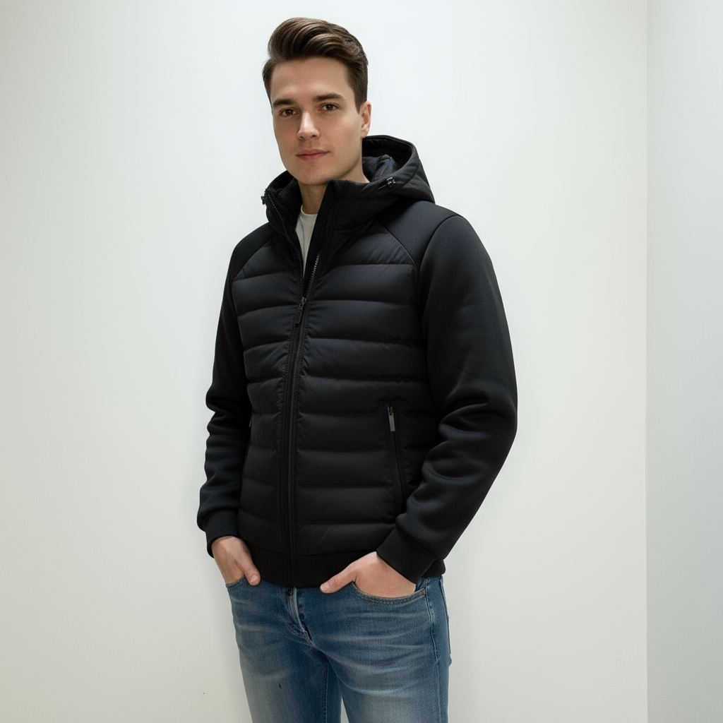 UrbanWarm légère veste pour hommes avec capuche – élégante veste matelassée intermédiaire