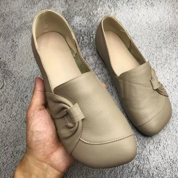 Mocassins plats en cuir souple avec semelle flexible et antidérapante pour femme