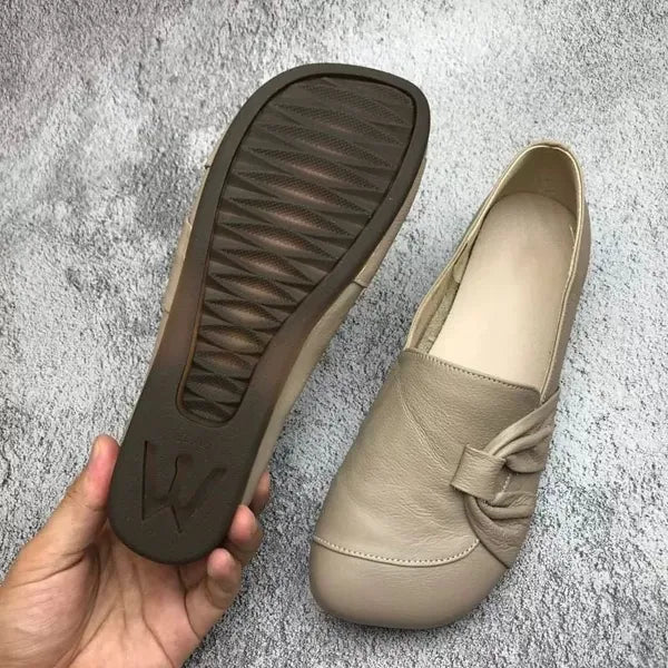 Mocassins plats en cuir souple avec semelle flexible et antidérapante pour femme