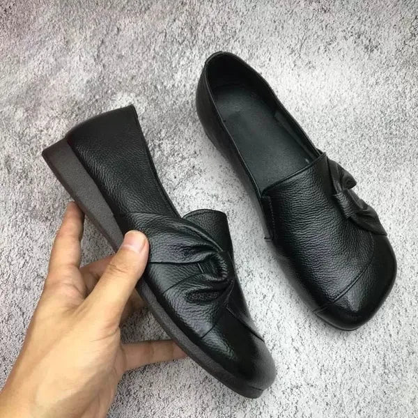 Mocassins plats en cuir souple avec semelle flexible et antidérapante pour femme