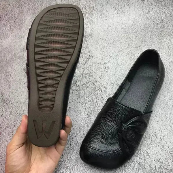 Mocassins plats en cuir souple avec semelle flexible et antidérapante pour femme