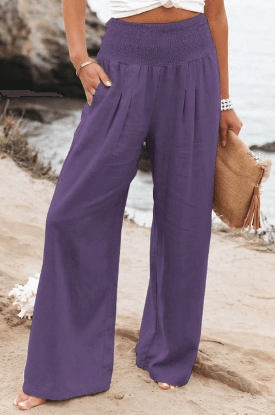 Pantalon Palazzo élastique élégant pour femmes
