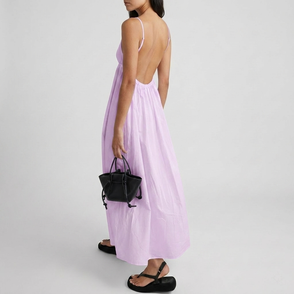 Robe Maxi Femme Dos Nu Robe Été Élégante Sans Manches