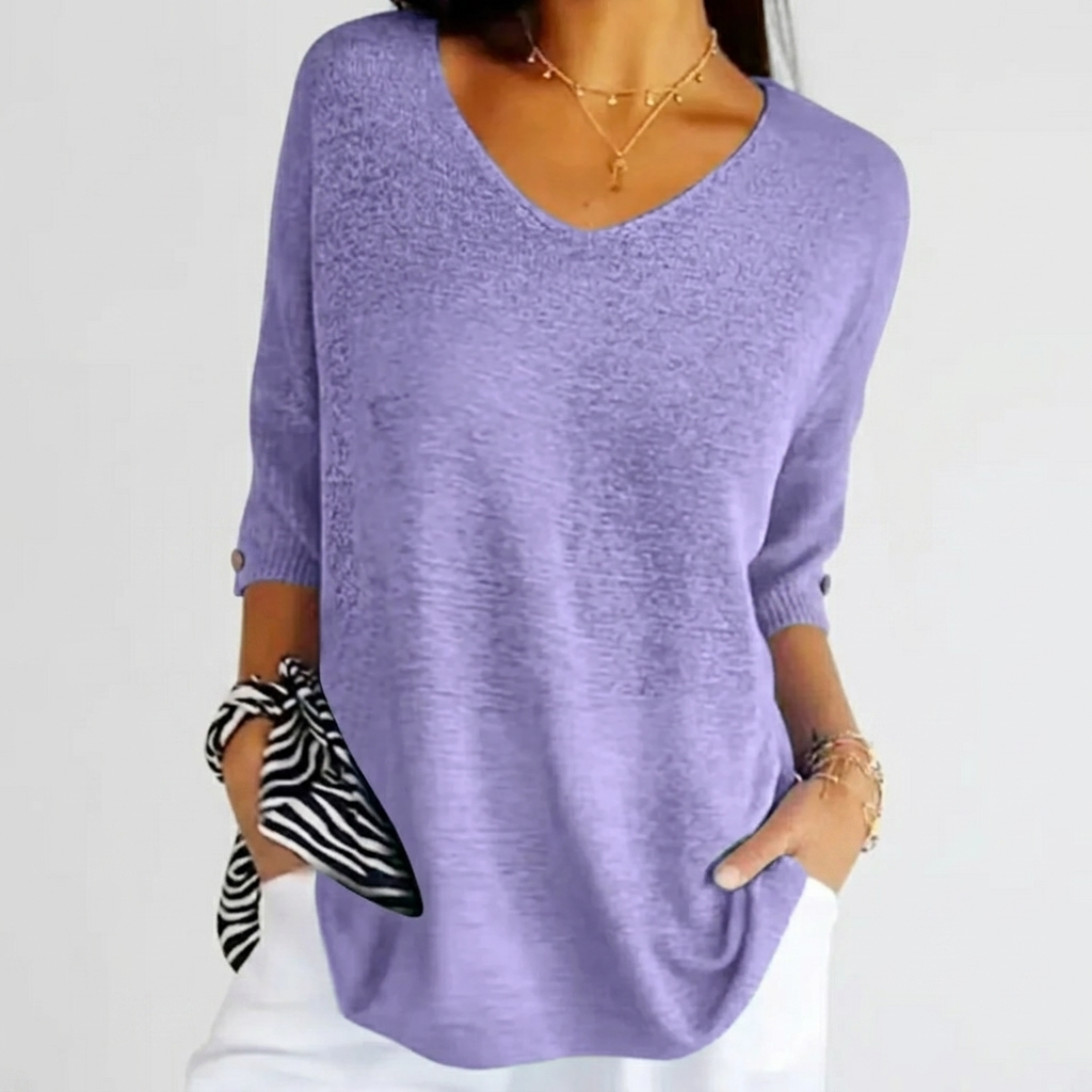 Top Femme Été Col V Blouse Légère Coupe Ample Décontractée