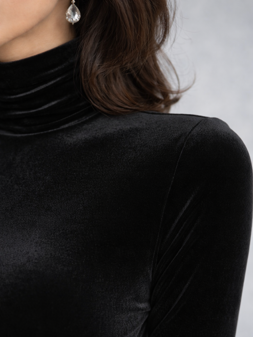 Camille | Robe Midi en Velours Froncé