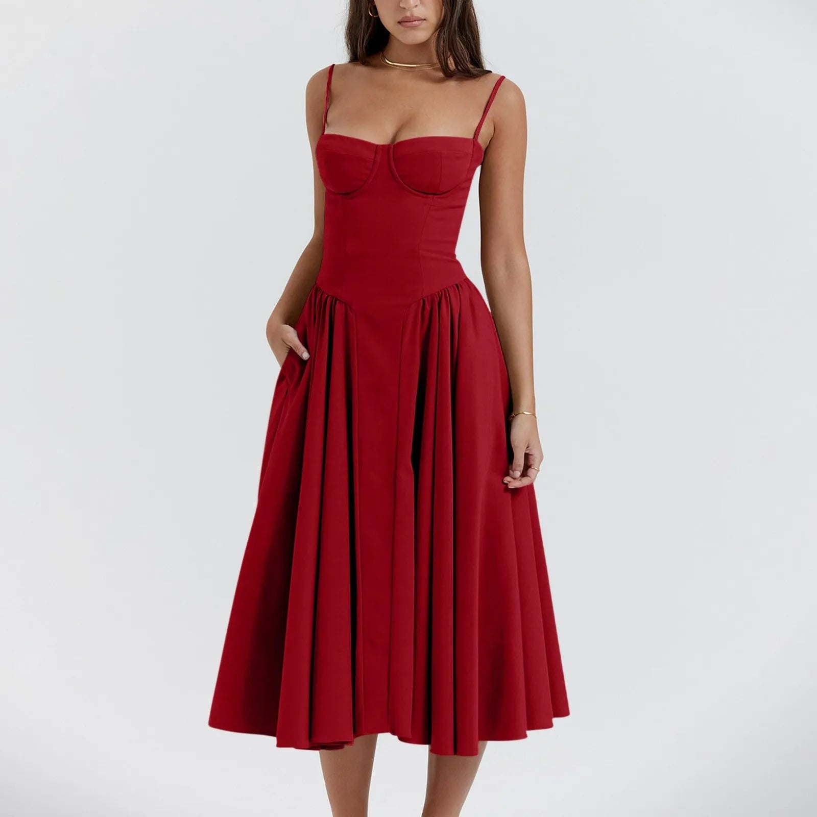 Robe Midi Cocktail Corset Mignonne Odette