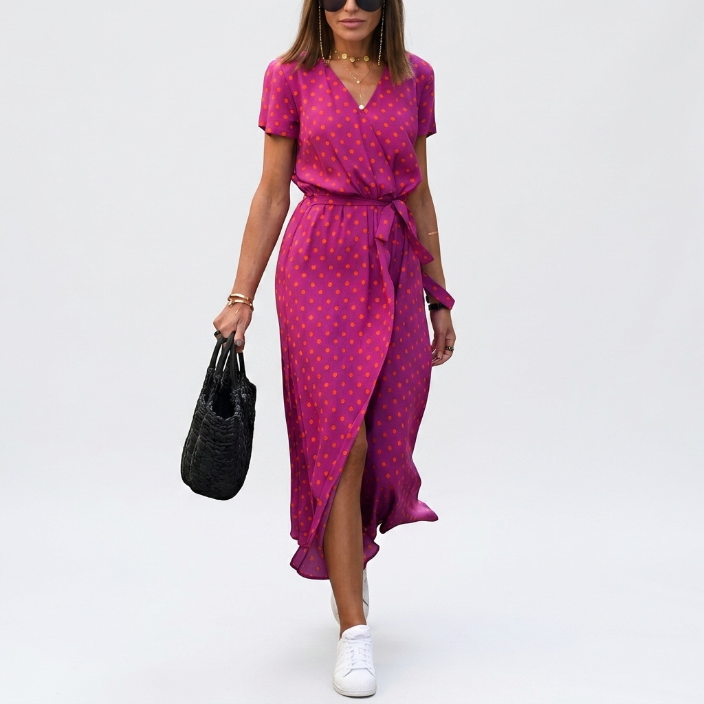 Robe Maxi Fleurie Cache-Cœur Femme Robe Été Élégante