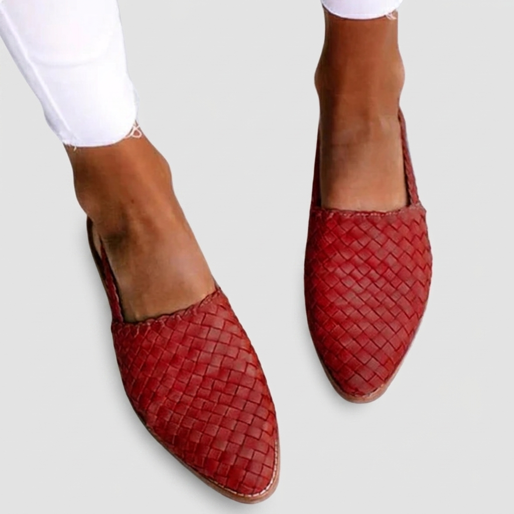 Ballerines Femme Tressées Slingback Chaussures Élégantes Bout Pointu