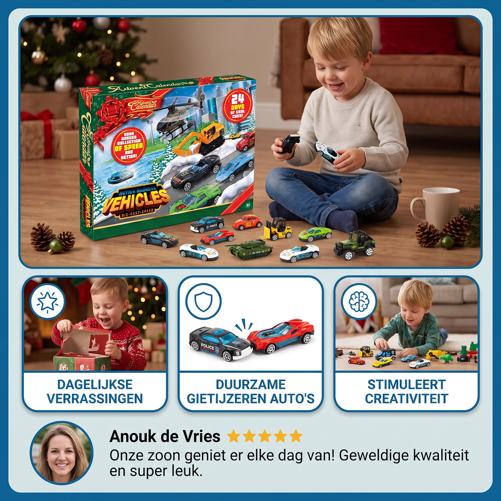 Calendrier de l'Avent Auto Enfants 2026 – 24 Voitures Jouets en Fonte