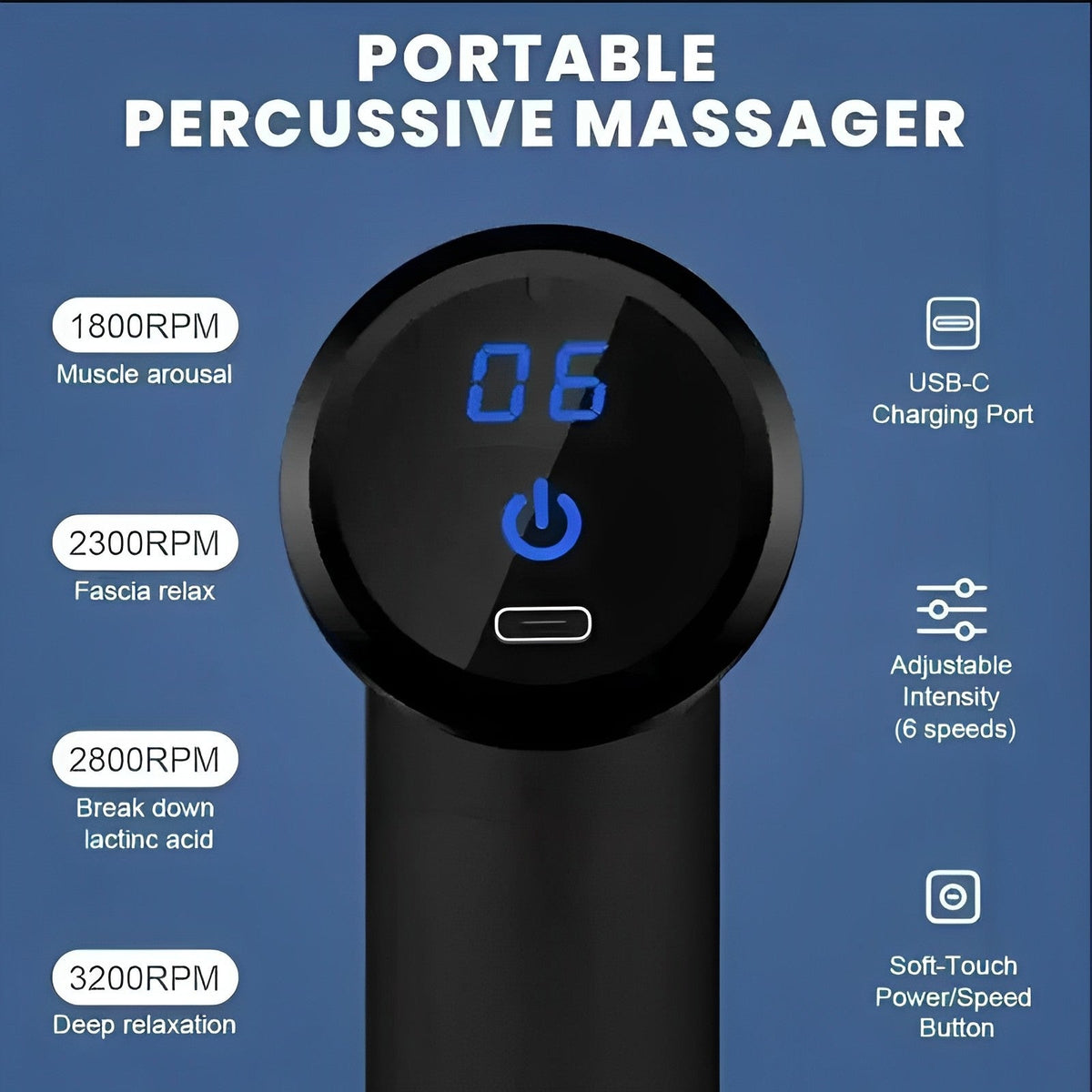 MuscleRelief Pro | Pistolet de massage avec vitesse réglable