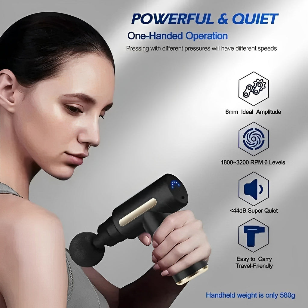 MuscleRelief Pro | Pistolet de massage avec vitesse réglable