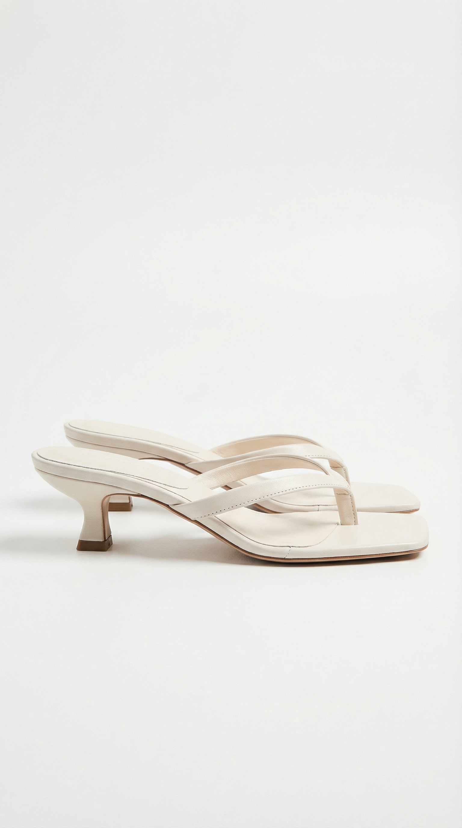 Sandales à Talons Aiguille Type Tongs avec Bout Carré et Bandes pour Femme