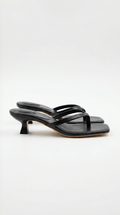 Sandales à Talons Aiguille Type Tongs avec Bout Carré et Bandes pour Femme