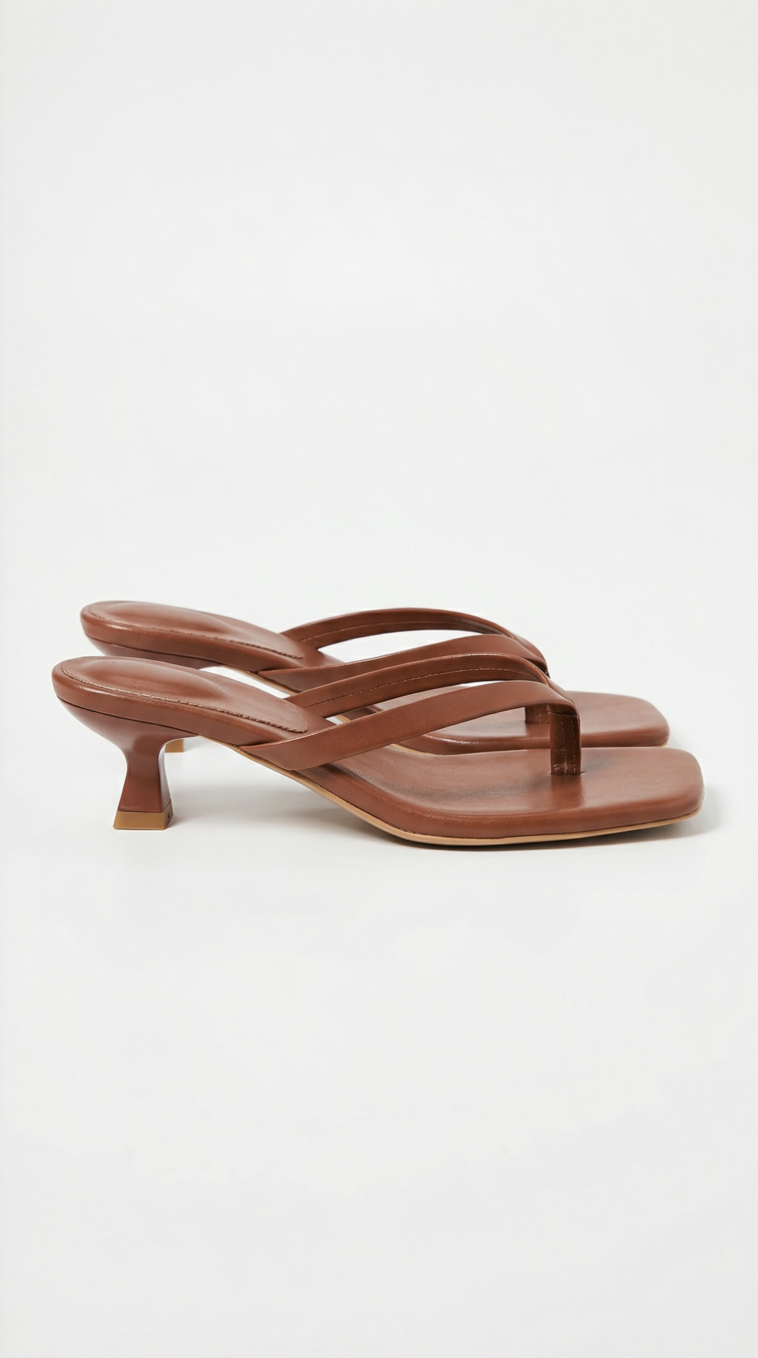 Sandales à Talons Aiguille Type Tongs avec Bout Carré et Bandes pour Femme