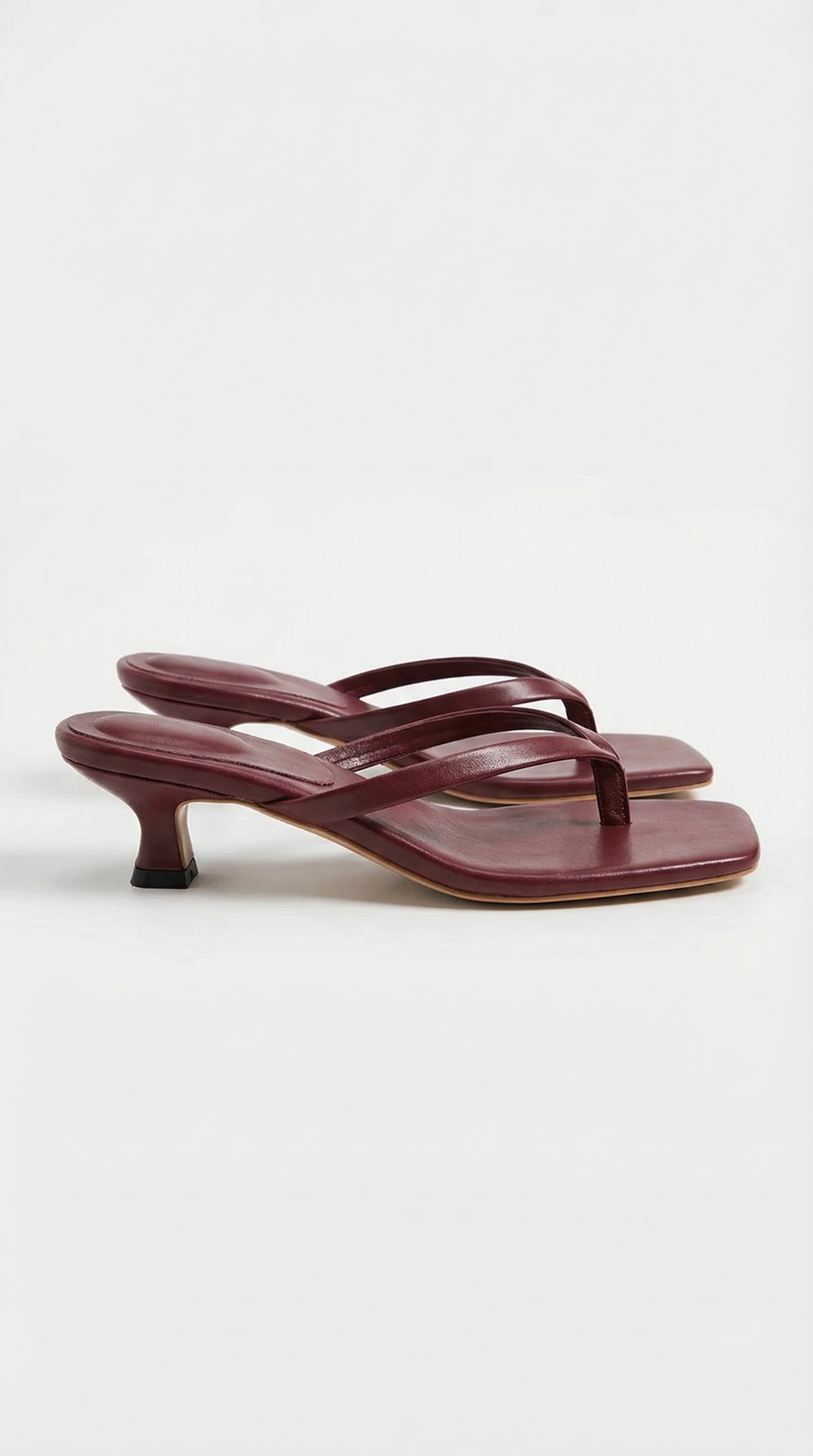 Sandales à Talons Aiguille Type Tongs avec Bout Carré et Bandes pour Femme