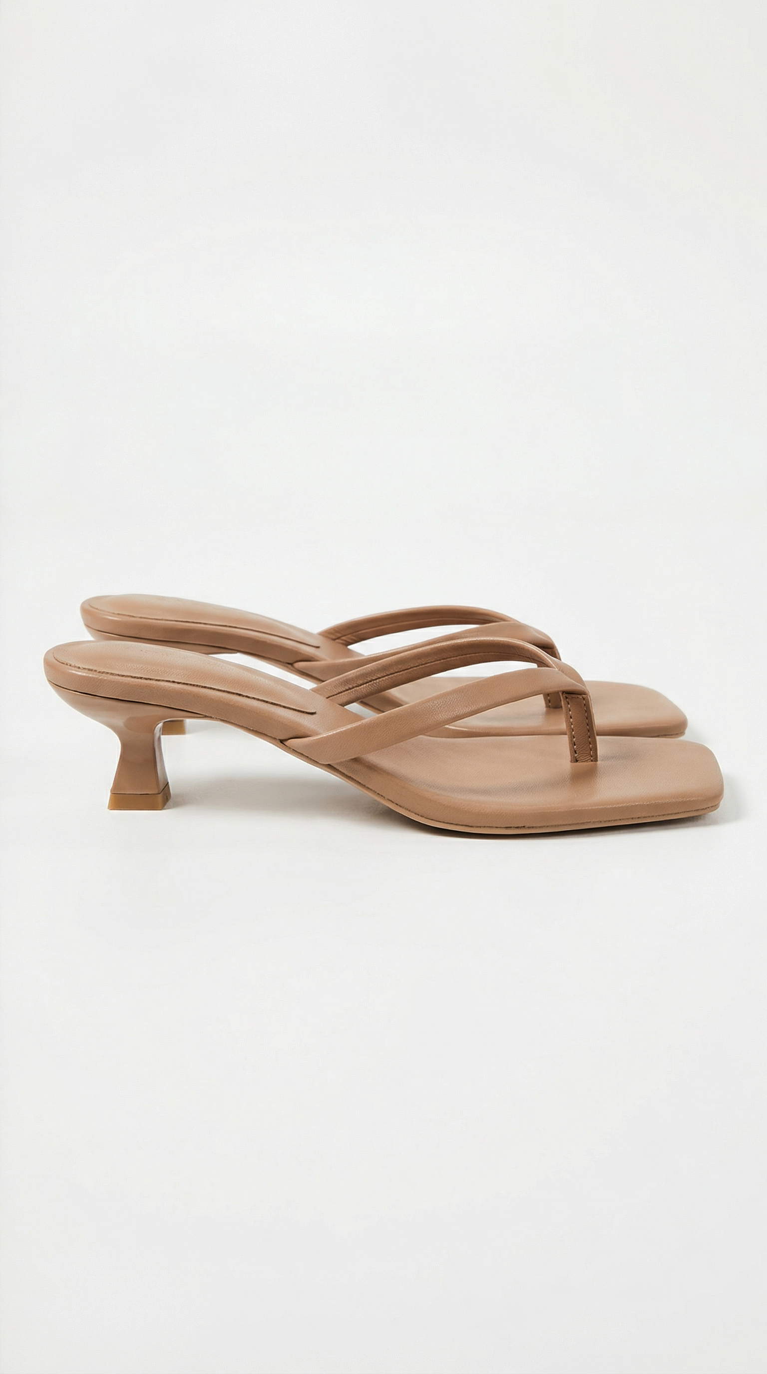Sandales à Talons Aiguille Type Tongs avec Bout Carré et Bandes pour Femme
