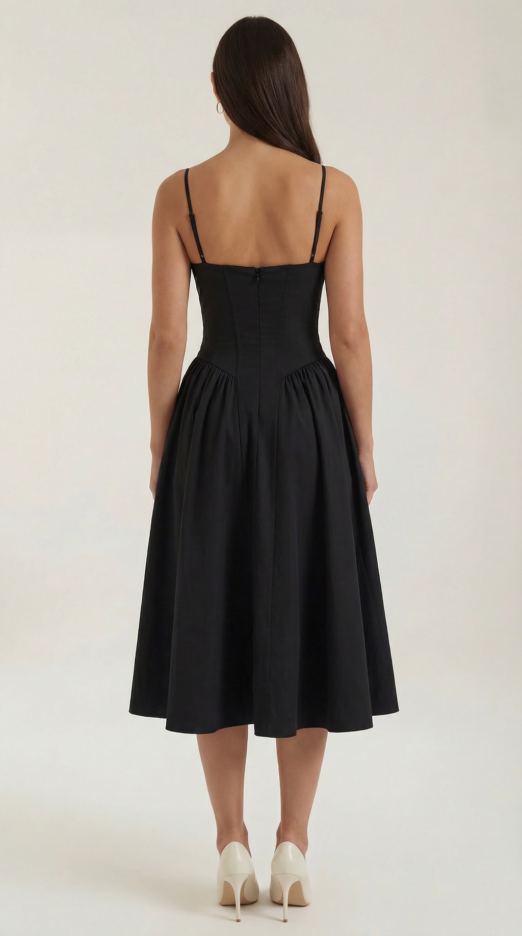 Robe Midi en Coton Style Corset avec Bretelles et Imprimé Floral pour Femme