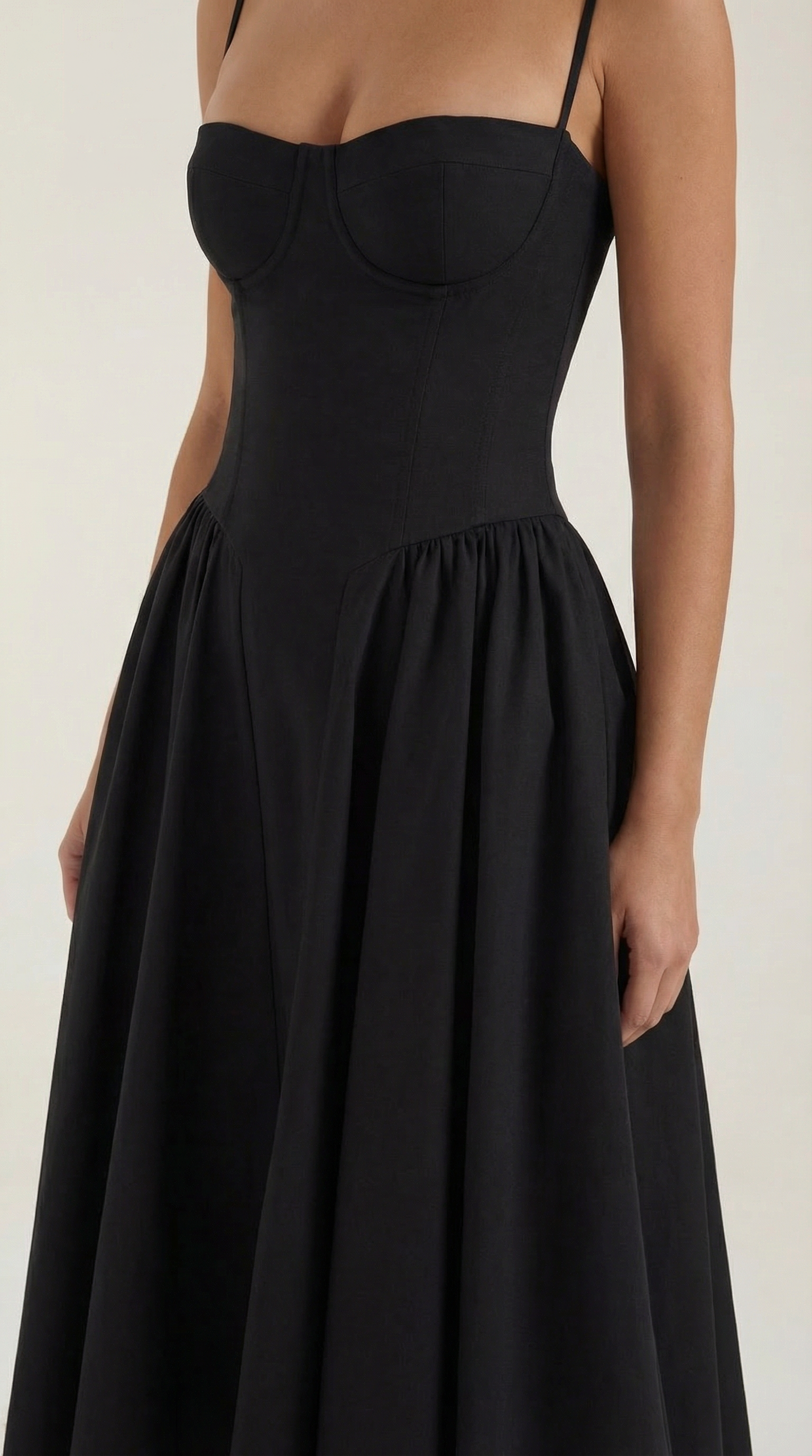 Robe Midi en Coton Style Corset avec Bretelles et Imprimé Floral pour Femme