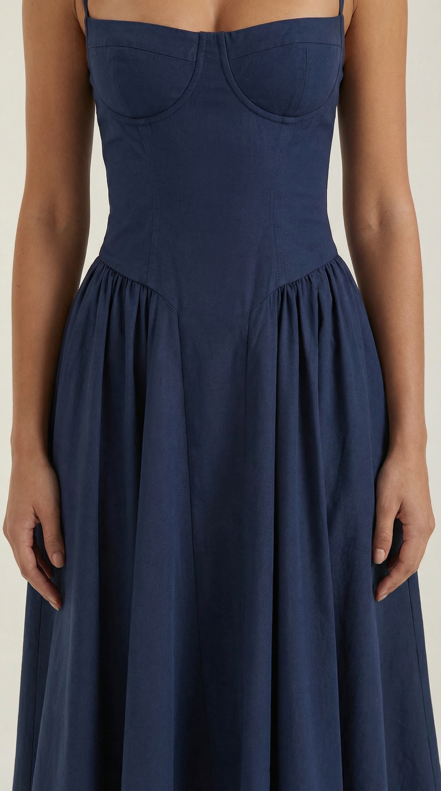 Robe Midi en Coton Style Corset avec Bretelles et Imprimé Floral pour Femme