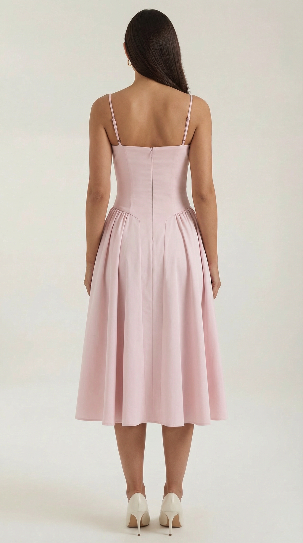 Robe Midi en Coton Style Corset avec Bretelles et Imprimé Floral pour Femme