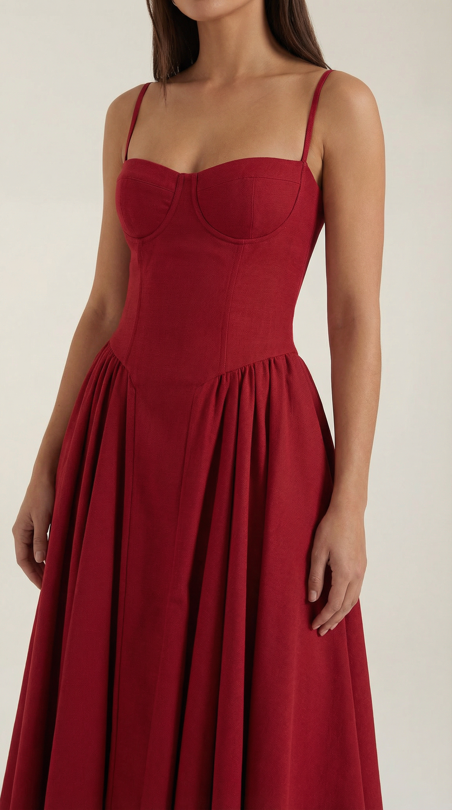 Robe Midi en Coton Style Corset avec Bretelles et Imprimé Floral pour Femme