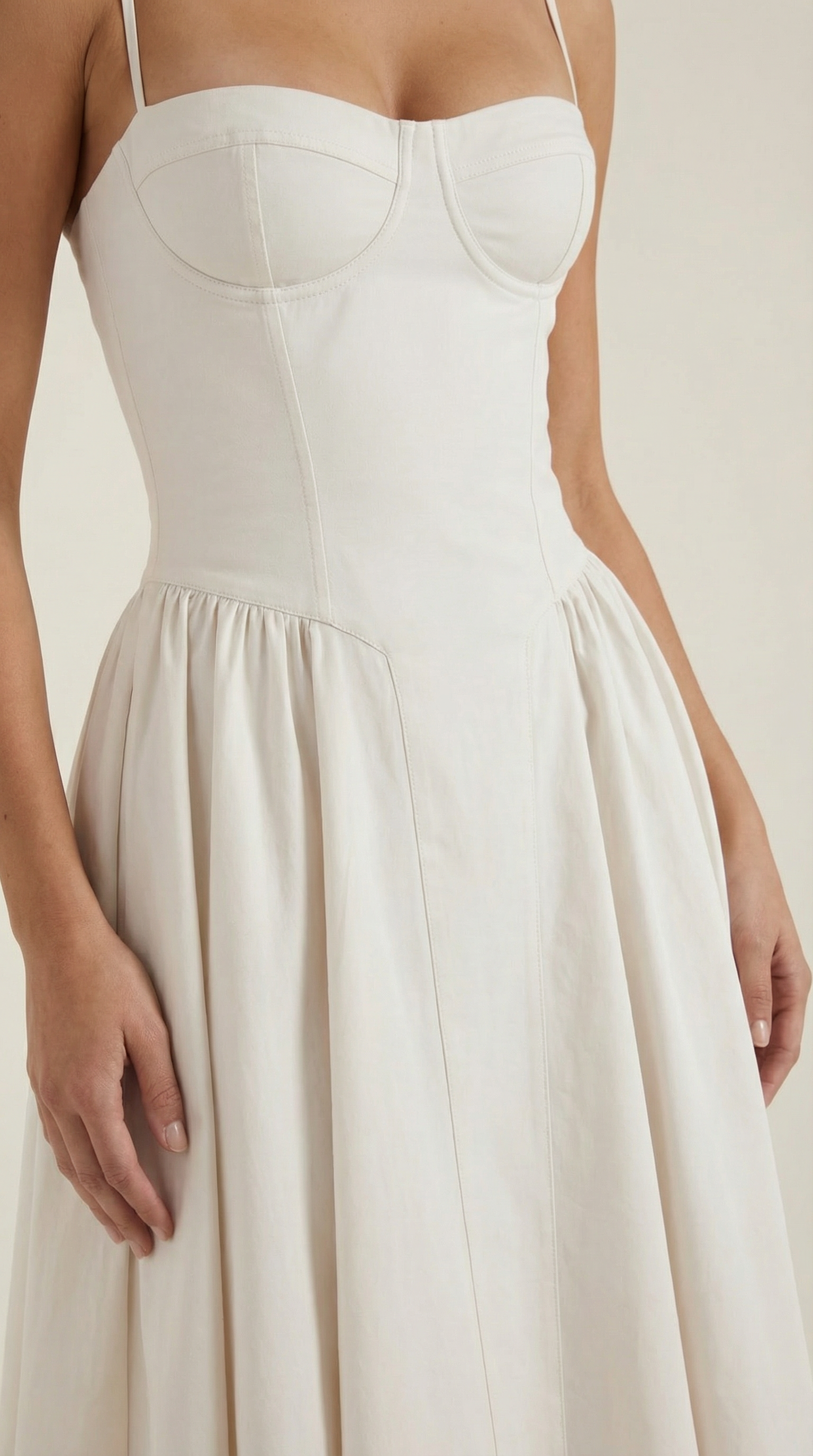 Robe Midi en Coton Style Corset avec Bretelles et Imprimé Floral pour Femme