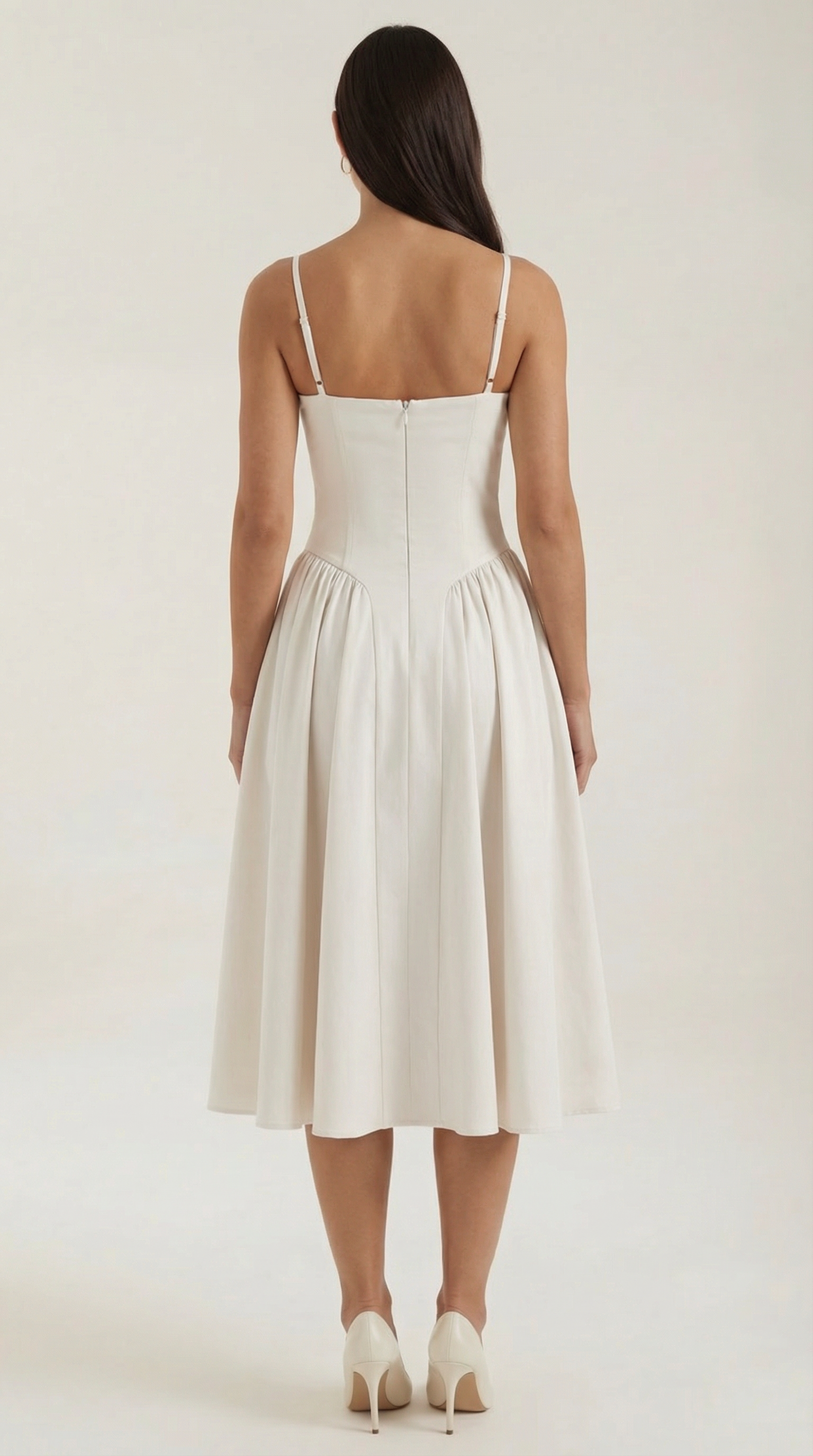 Robe Midi en Coton Style Corset avec Bretelles et Imprimé Floral pour Femme
