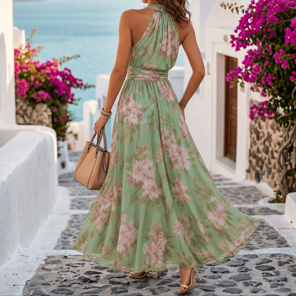 Rosalie – Robe maxi d'été fluide pour femmes en sauge florale
