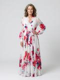 Lillian | Robe Maxi Enveloppante à Manches Longues Florale