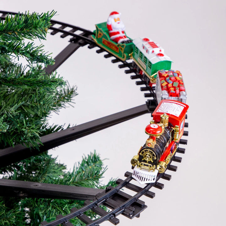 KerstExpress Train de Noël – Train de Noël roulant avec Lumière, Son et Support pour Arbre