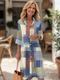 Aurelia | Robe Chemise à Boutons Patchwork