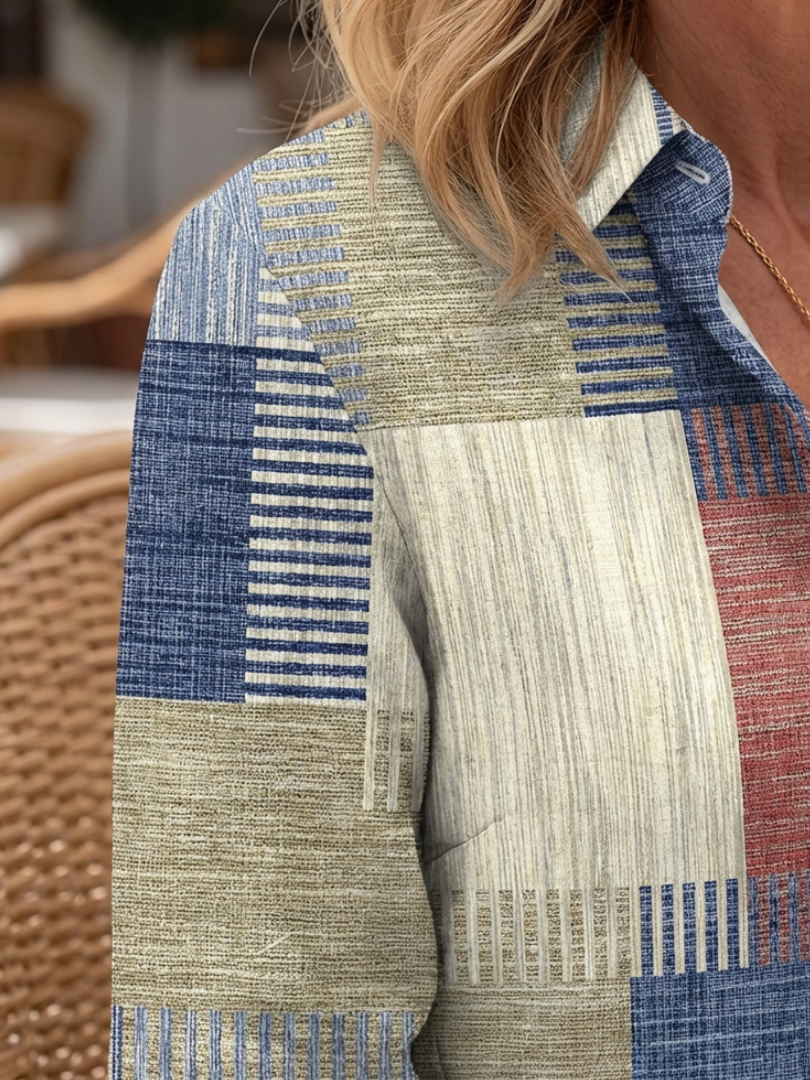 Aurelia | Robe Chemise à Boutons Patchwork