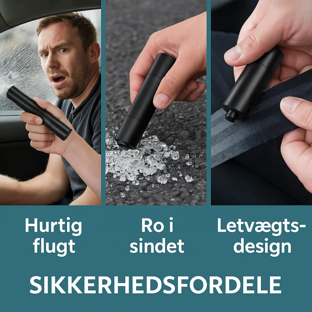 SafeKey | Outil d'urgence 2-en-1 | Brise-vitre & Coupe-sécurité