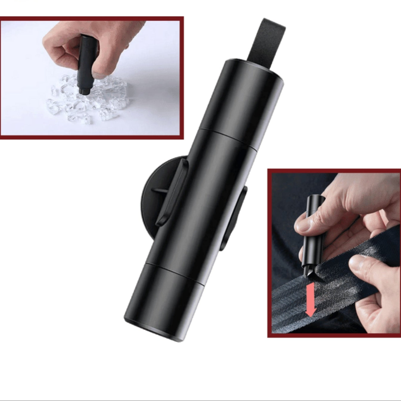 SafeKey | Outil d'urgence 2-en-1 | Brise-vitre & Coupe-sécurité