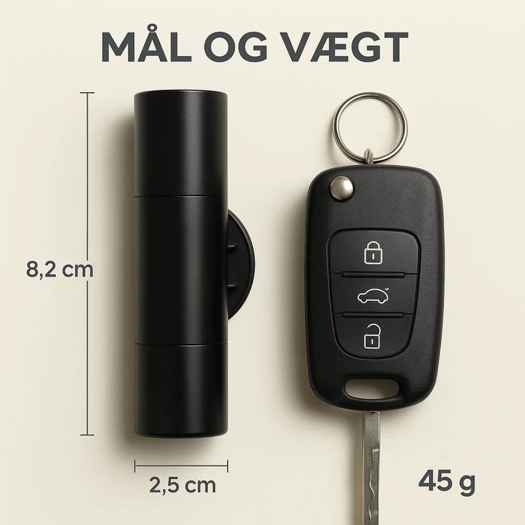 SafeKey | Outil d'urgence 2-en-1 | Brise-vitre & Coupe-sécurité