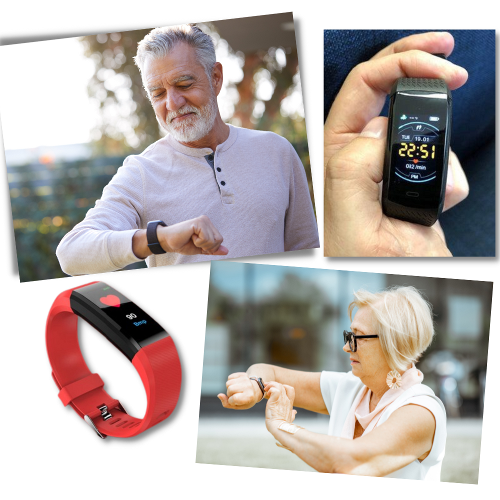 Montre connectée pour seniors | Fréquence cardiaque & Tension artérielle toujours à portée de main
