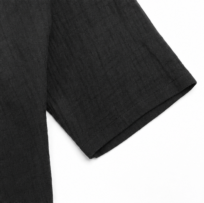 Sereva – Blouse en lin à col en V décontracté pour femmes avec manches trois-quarts et ourlet courbé